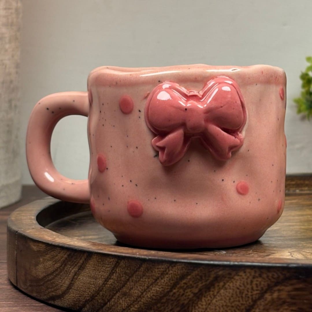 Dainty Bow Ceramic Mug - Pink