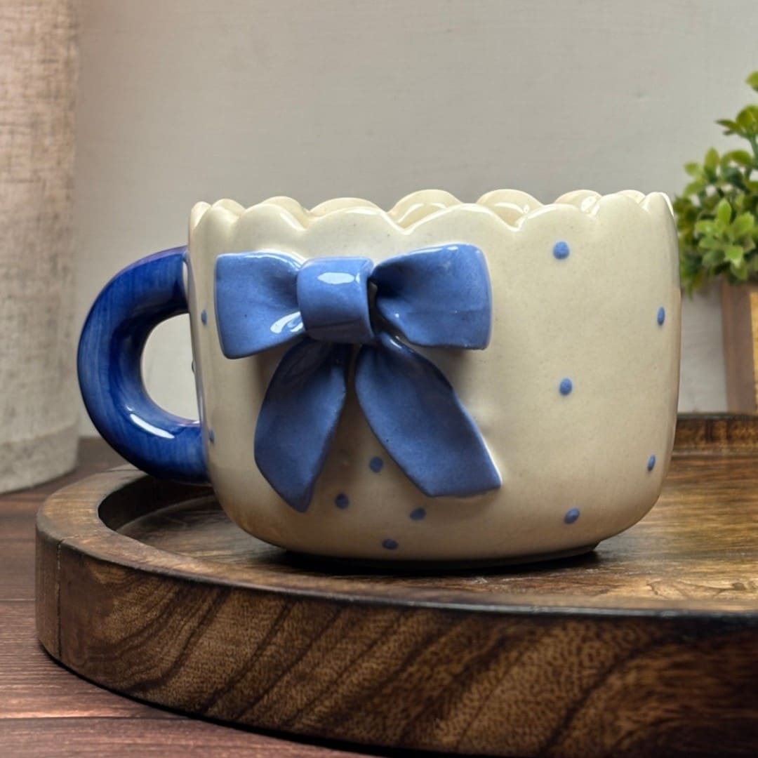 Blue Bow Ceramic Mug