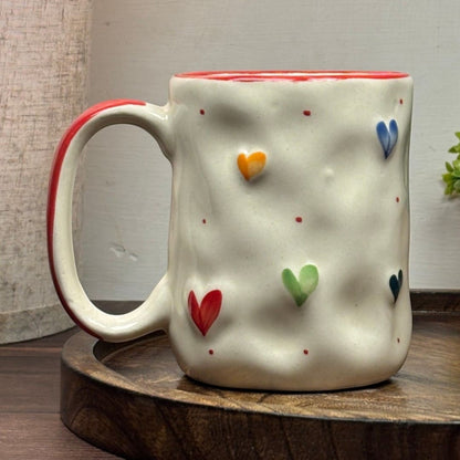 Pebble Hearts Ceramic Mug - Red