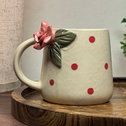 Polka Rose Ceramic Cup
