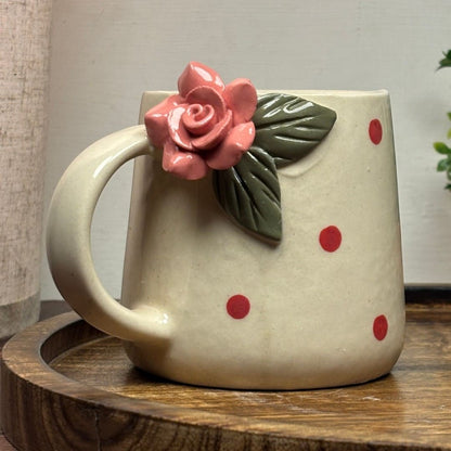 Polka Rose Ceramic Cup