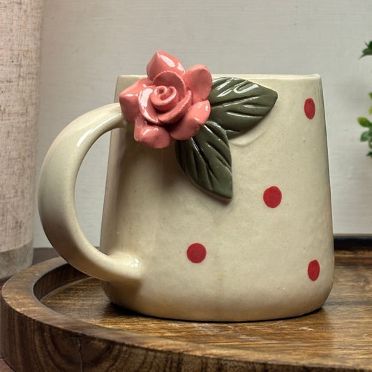 Polka Rose Ceramic Cup