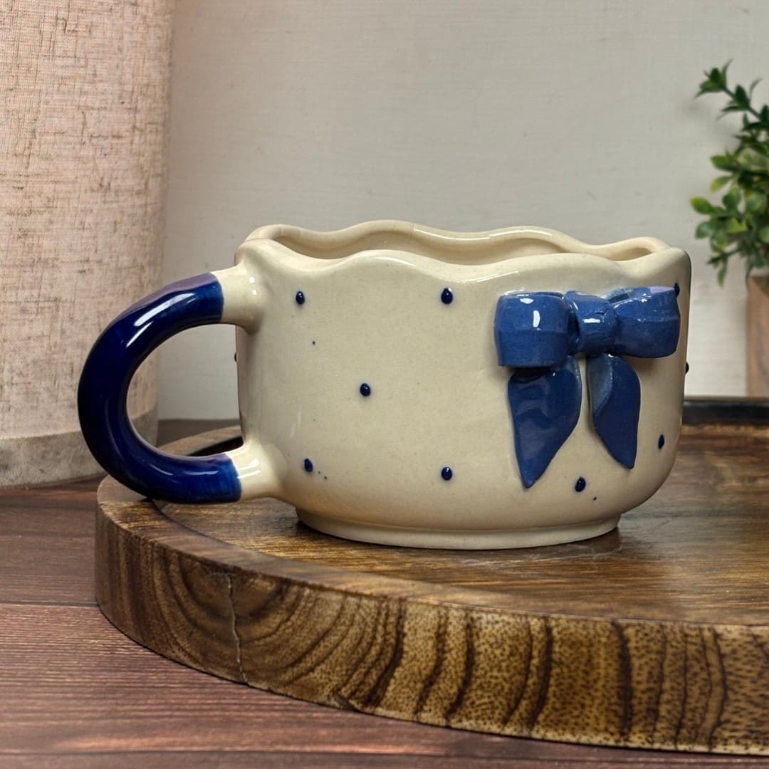 Blue Bow Ceramic Mug