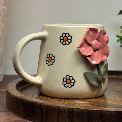 Sculpted Blossom Ceramic Mug - Pink