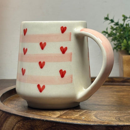 Heart Stripes Ceramic Mug