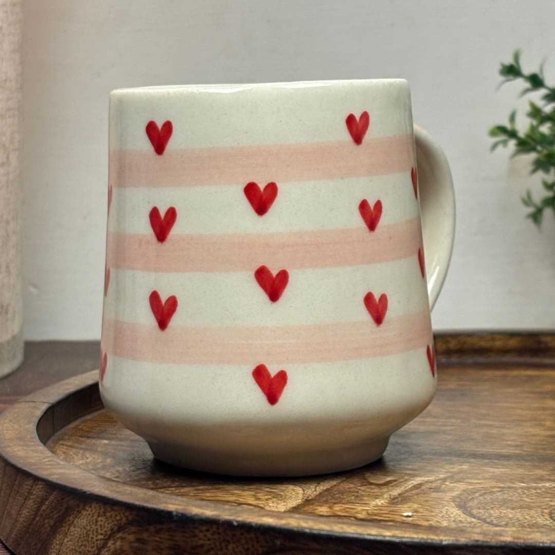 Heart Stripes Ceramic Mug