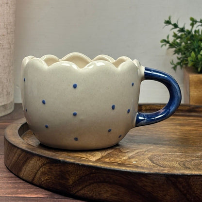 Scalloped Blue Bow Ceramic Mug