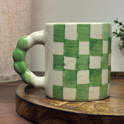 Green Checks Ceramic Mug