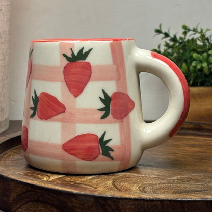 Strawberry Grid Ceramic Mug