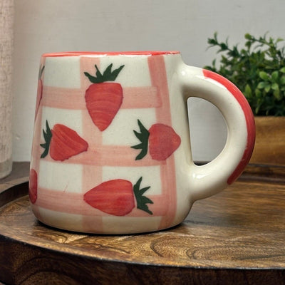 Strawberry Grid Ceramic Mug
