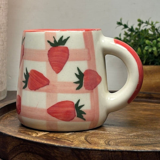 Strawberry Grid Ceramic Mug