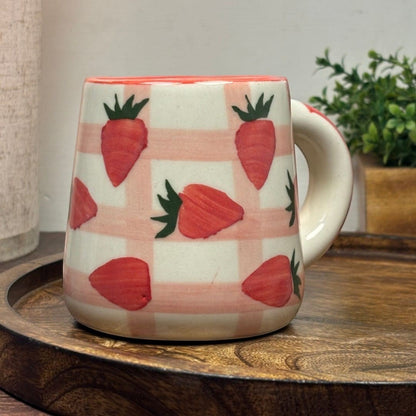 Strawberry Grid Ceramic Mug
