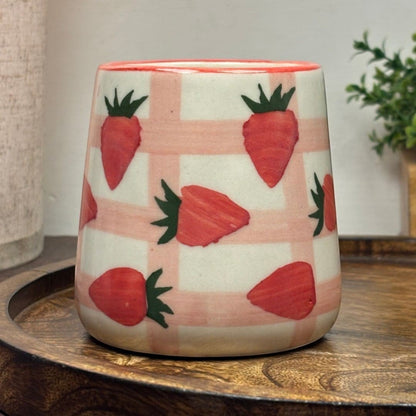 Strawberry Grid Ceramic Mug