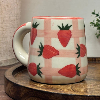 Strawberry Grid Ceramic Mug
