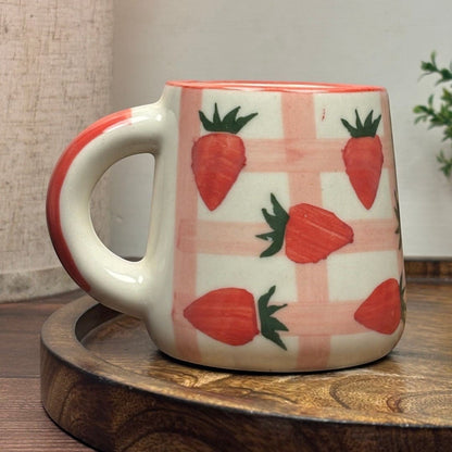 Strawberry Grid Ceramic Mug