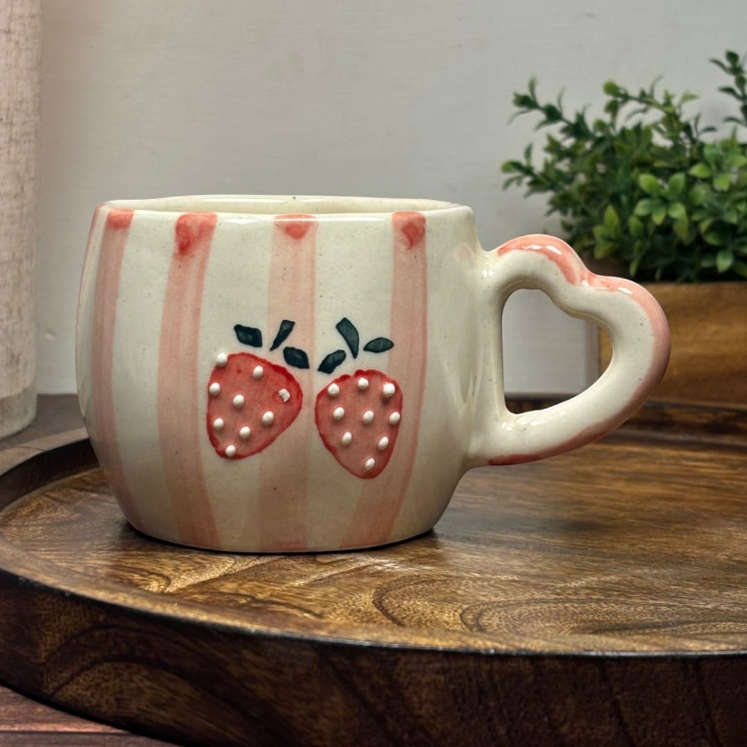 Strawberry Stripes Ceramic Mug