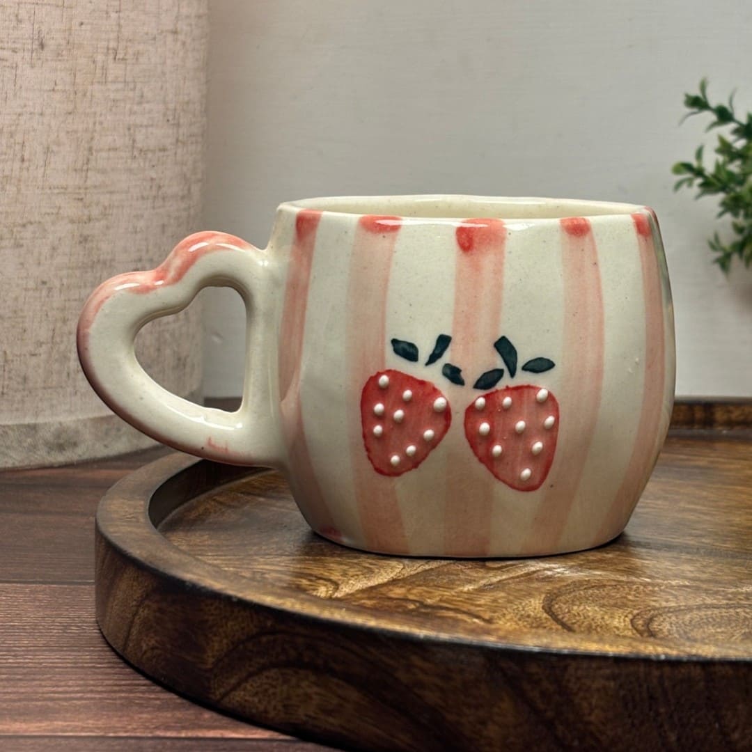 Strawberry Stripes Ceramic Mug