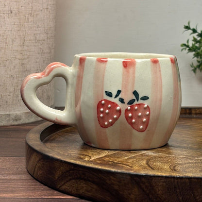 Strawberry Stripes Ceramic Mug