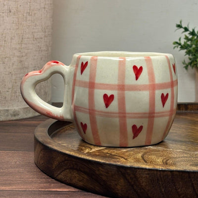 Checker Heart Ceramic Mug