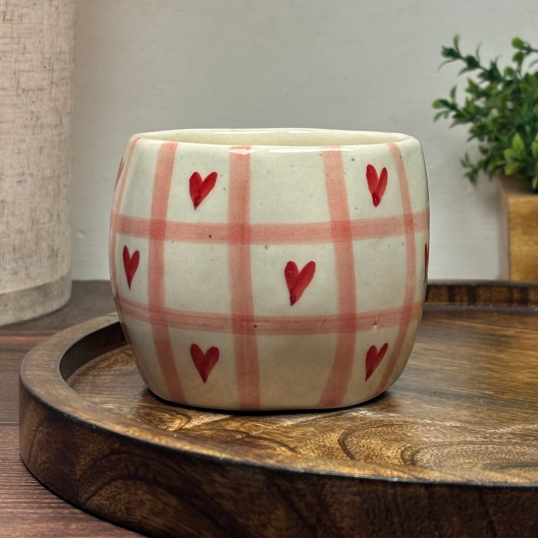 Checker Heart Ceramic Mug