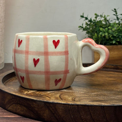 Checker Heart Ceramic Mug