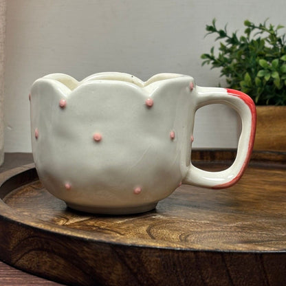 Scalloped Pink Bow Ceramic Mug