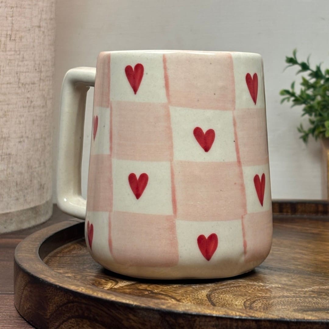Heart Grid Ceramic Mug