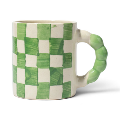 Green Checks Ceramic Mug