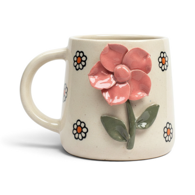 Sculpted Blossom Ceramic Mug - Pink