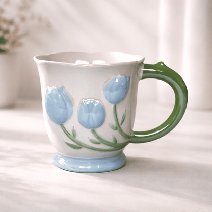 Tulip Buds Ceramic Mug - Blue