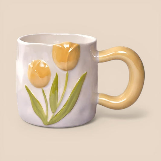 Tulip Meadow Ceramic Mug - Yellow