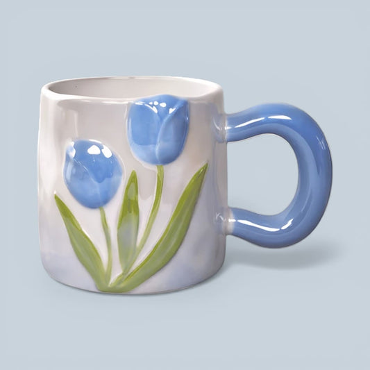 Tulip Meadow Ceramic Mug - Blue