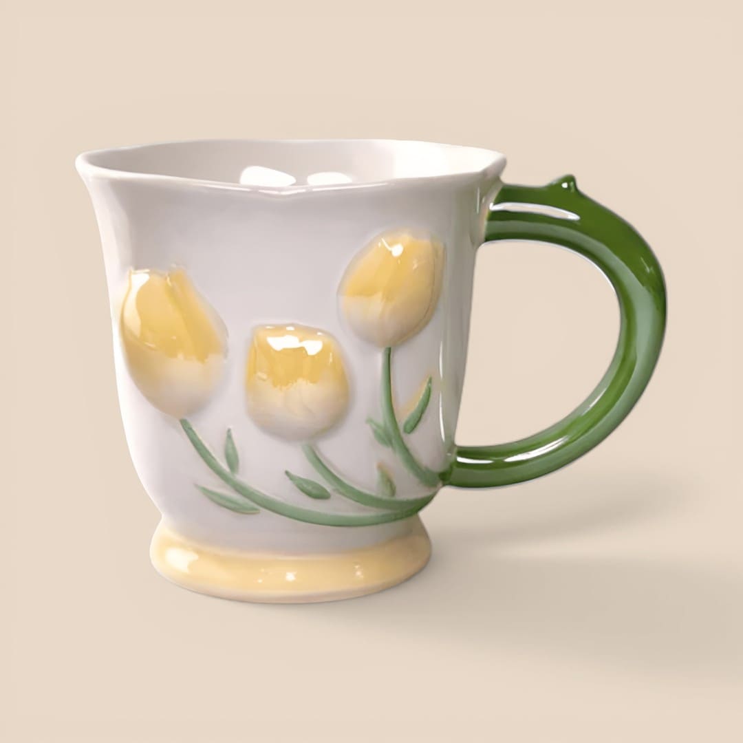 Tulip Buds Ceramic Mug - Yellow