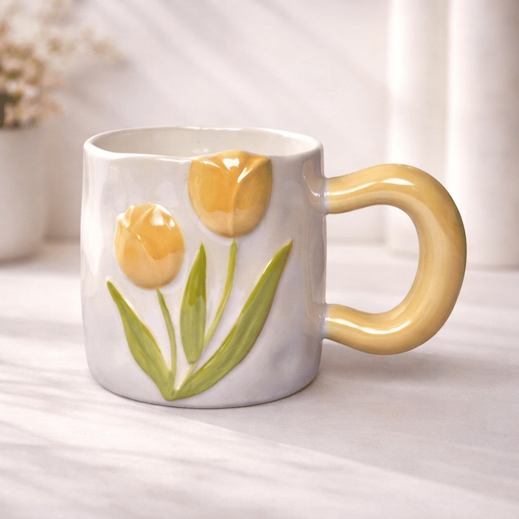 Tulip Meadow Ceramic Mug - Yellow