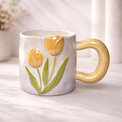 Tulip Meadow Ceramic Mug - Yellow