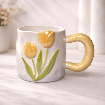 Tulip Meadow Ceramic Mug - Yellow