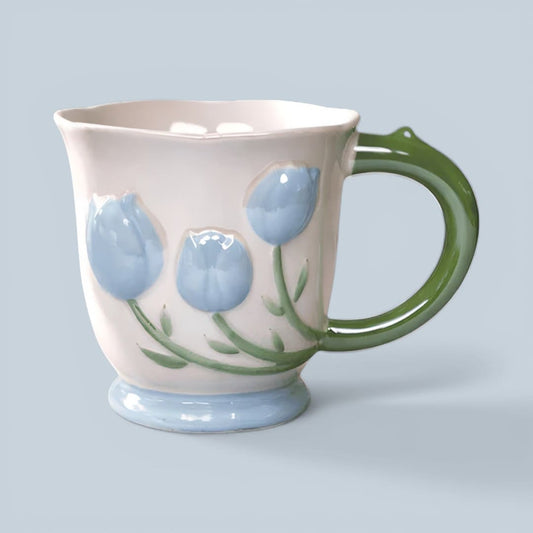 Tulip Buds Ceramic Mug - Blue