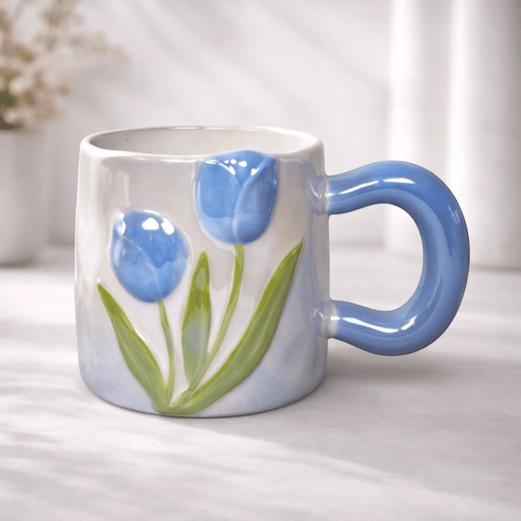 Tulip Meadow Ceramic Mug - Blue