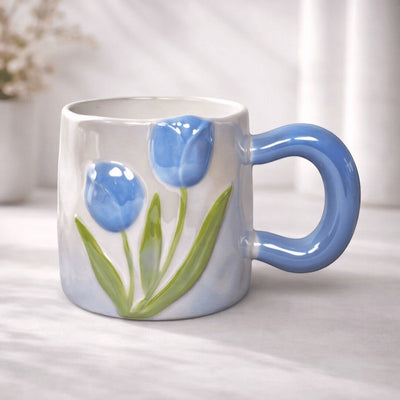 Tulip Meadow Ceramic Mug - Blue
