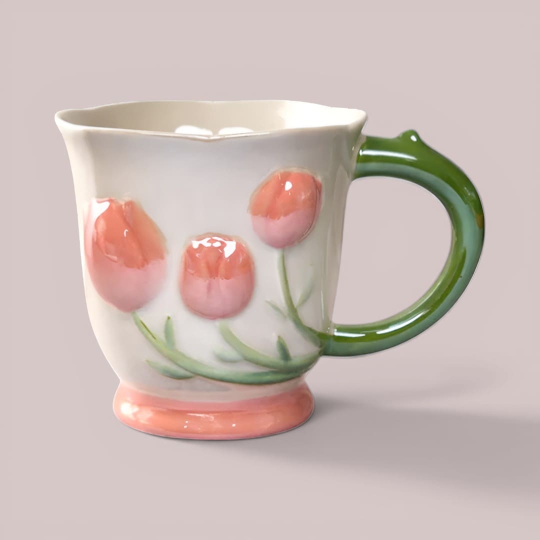 Tulip Buds Ceramic Mug - Red