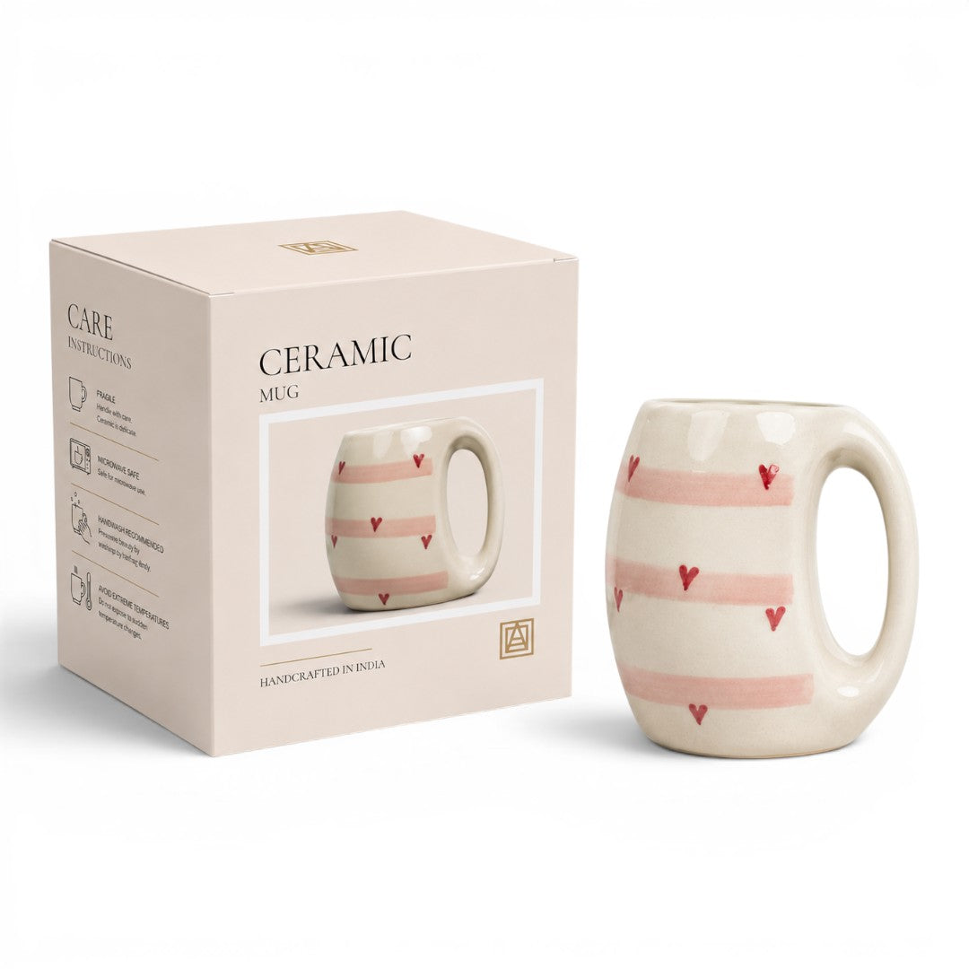 Blush Stripe Ceramic Mug (Gift Box)