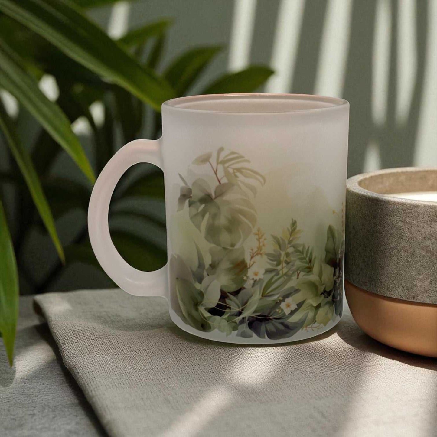 Monstera Calm Frosted Glass Mug