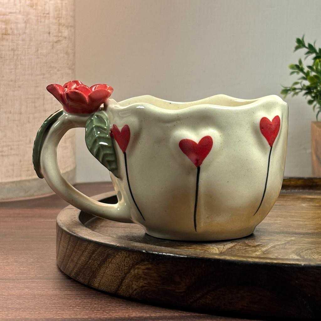 Rose Bloom Ceramic Cup