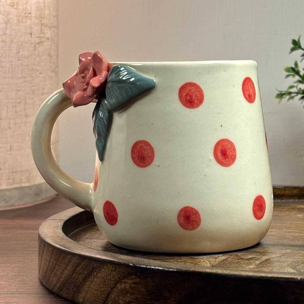 Polka Rose Ceramic Cup