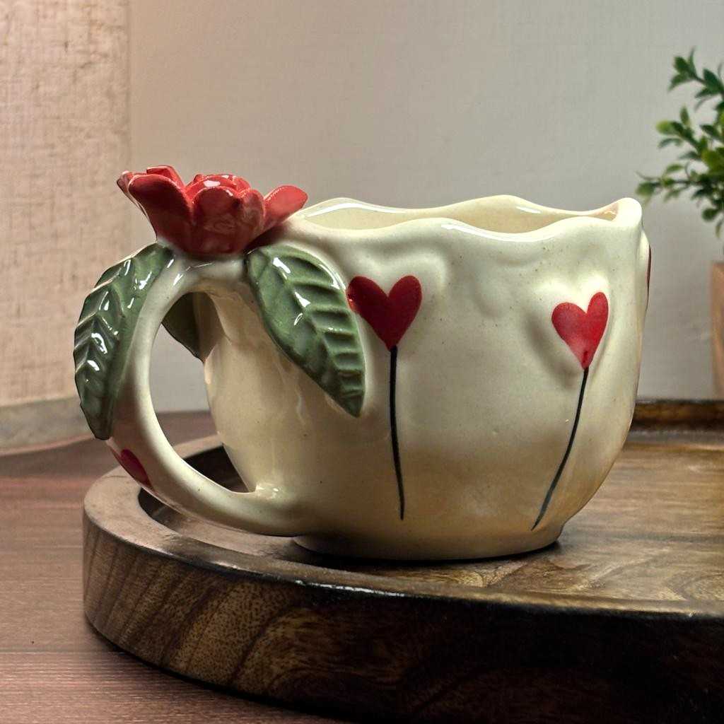 Rose Bloom Ceramic Cup