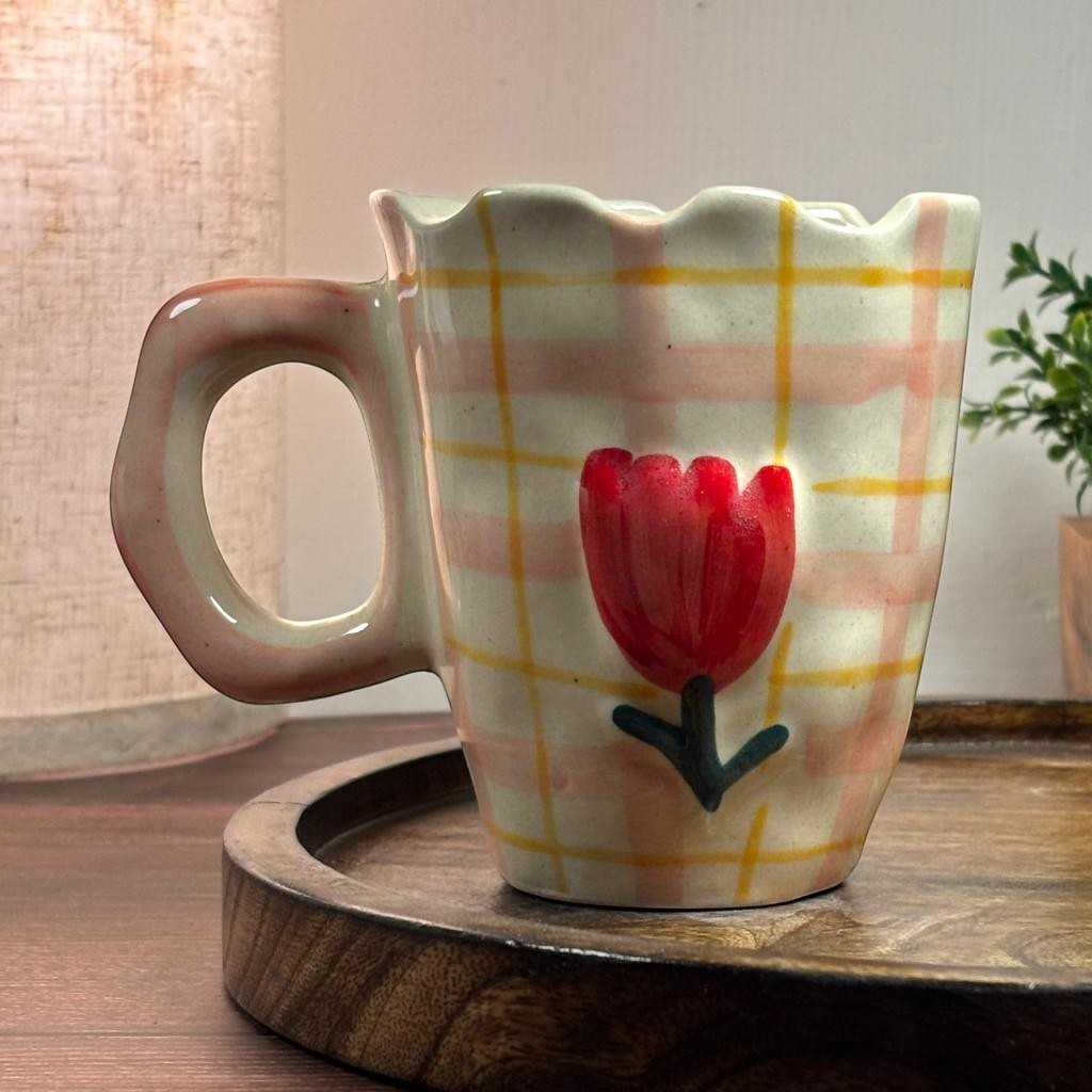 Scalloped Rose Ceramic Mug