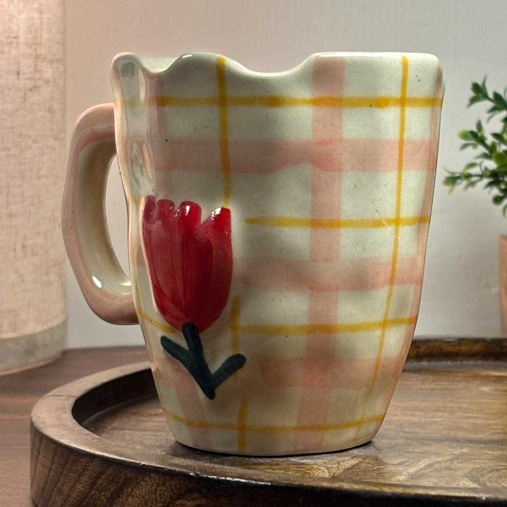 Scalloped Rose Ceramic Mug