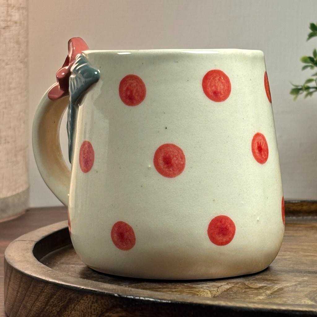 Polka Rose Ceramic Cup