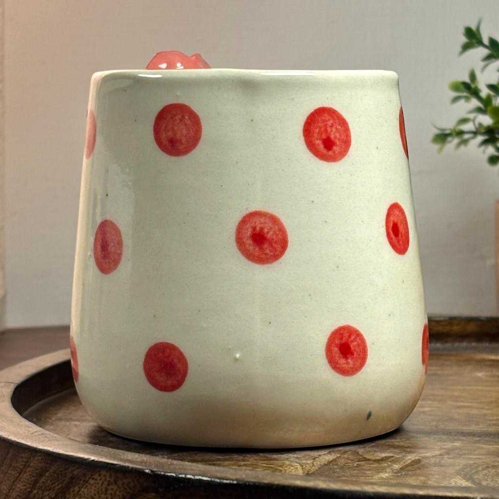 Polka Rose Ceramic Cup