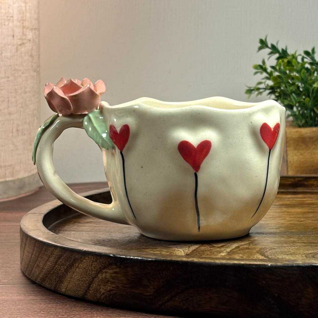 Rose Bloom Ceramic Cup - Pink